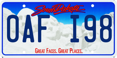 SD license plate 0AFI98