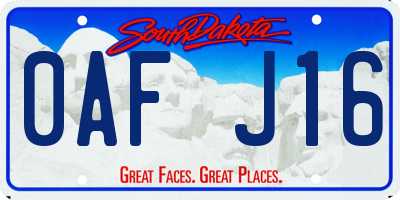 SD license plate 0AFJ16