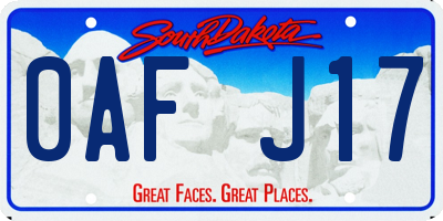 SD license plate 0AFJ17