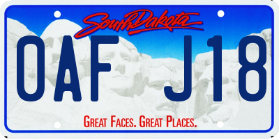 SD license plate 0AFJ18