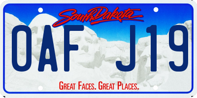 SD license plate 0AFJ19