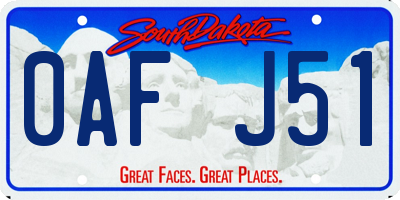 SD license plate 0AFJ51