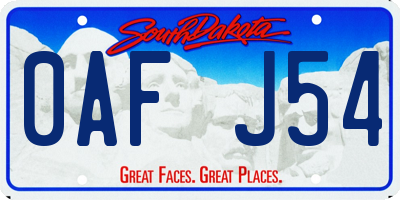 SD license plate 0AFJ54