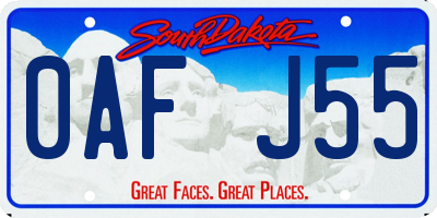 SD license plate 0AFJ55