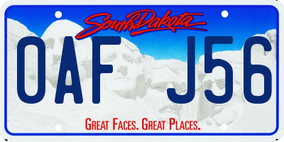 SD license plate 0AFJ56