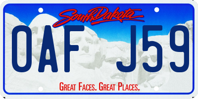 SD license plate 0AFJ59