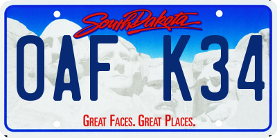 SD license plate 0AFK34