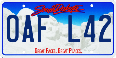 SD license plate 0AFL42