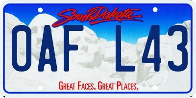 SD license plate 0AFL43