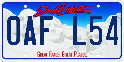 SD license plate 0AFL54