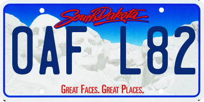 SD license plate 0AFL82