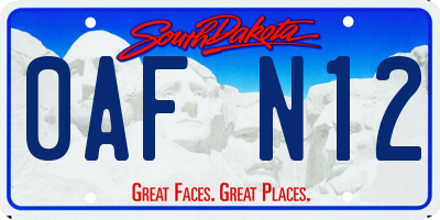 SD license plate 0AFN12
