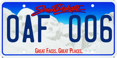 SD license plate 0AFO06