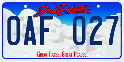 SD license plate 0AFO27