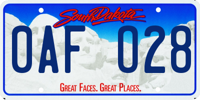 SD license plate 0AFO28