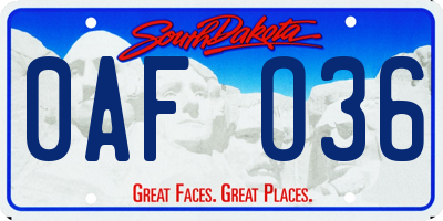 SD license plate 0AFO36