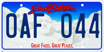 SD license plate 0AFO44