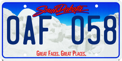 SD license plate 0AFO58