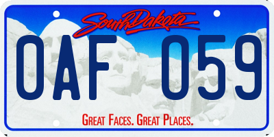 SD license plate 0AFO59