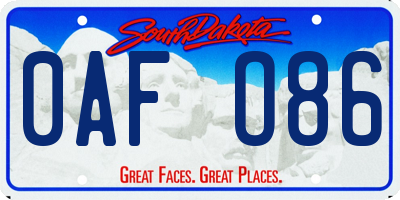 SD license plate 0AFO86