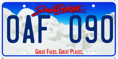 SD license plate 0AFO90