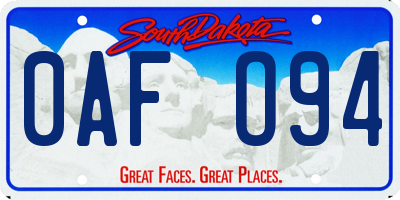 SD license plate 0AFO94