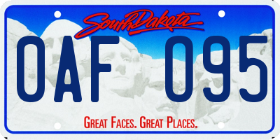 SD license plate 0AFO95