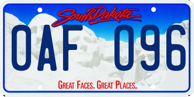 SD license plate 0AFO96