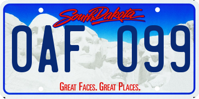 SD license plate 0AFO99