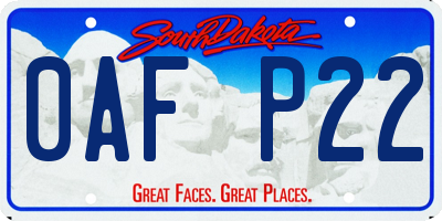 SD license plate 0AFP22