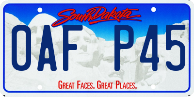 SD license plate 0AFP45