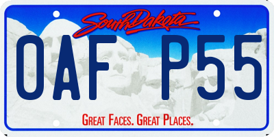 SD license plate 0AFP55