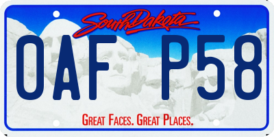 SD license plate 0AFP58