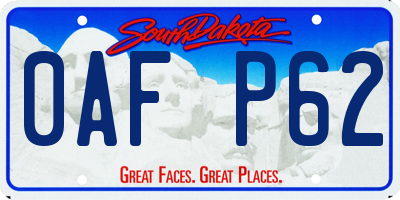 SD license plate 0AFP62