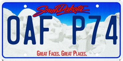 SD license plate 0AFP74