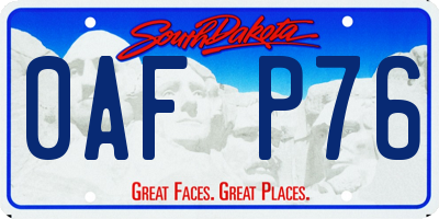 SD license plate 0AFP76