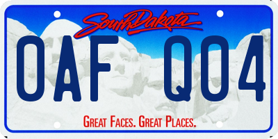 SD license plate 0AFQ04