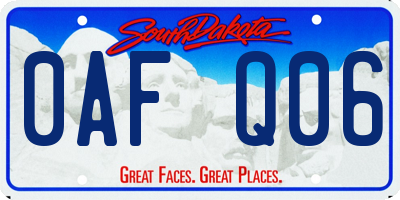 SD license plate 0AFQ06