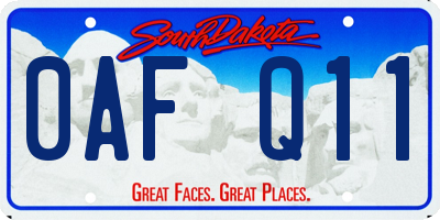SD license plate 0AFQ11