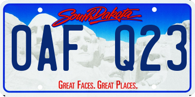 SD license plate 0AFQ23