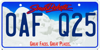 SD license plate 0AFQ25