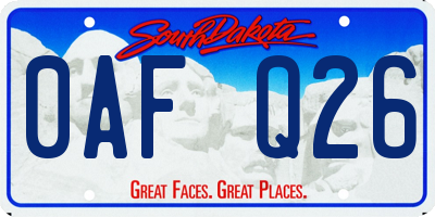 SD license plate 0AFQ26