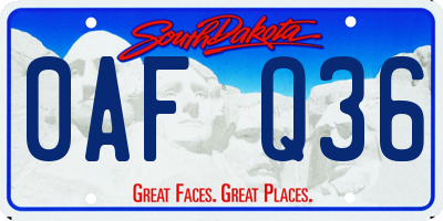 SD license plate 0AFQ36