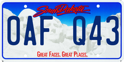 SD license plate 0AFQ43