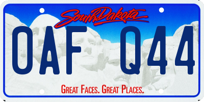 SD license plate 0AFQ44