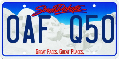 SD license plate 0AFQ50