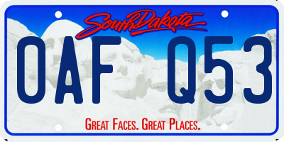 SD license plate 0AFQ53