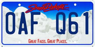 SD license plate 0AFQ61