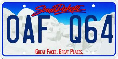SD license plate 0AFQ64