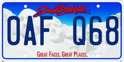 SD license plate 0AFQ68